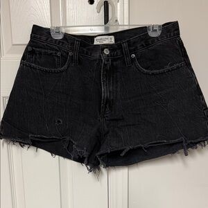 Abercrombie & Fitch Black Frayed Hem Denim Shorts